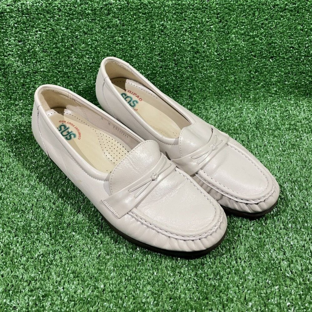 SAS TRIPAD Comfort Foot Bed Cream flats Leather Loafer Slip-On Women's Size 8 N